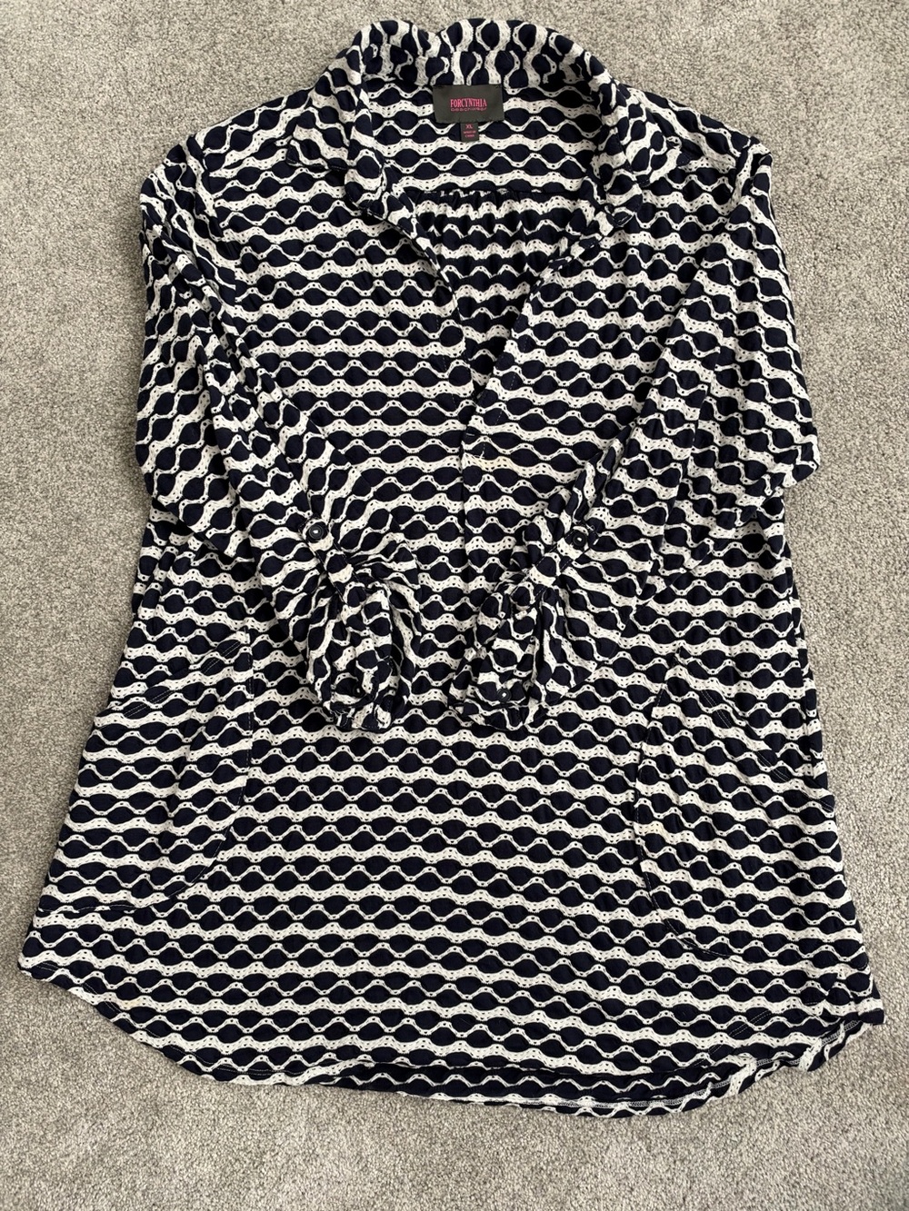 ForCynthia Beachwear Navy & White Geometric Wave Tunic Cover Up XL